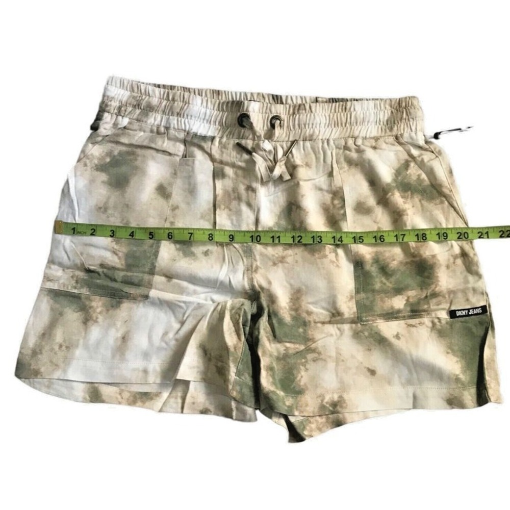 DKNY Jeans Womens Printed Drawstring Shorts M Feather Grey Olive Tie Dye Casual - Picture 7 of 15